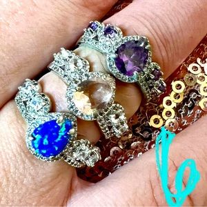 Bundle Deal- Blue Fire Stone, Morganite and Purple Rings